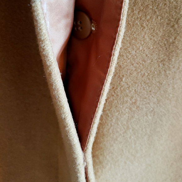 Harvé Bernard Wool Carmel Tan Trench Coat Button Down Slits On Sides Woman 14 - Picture 8 of 15